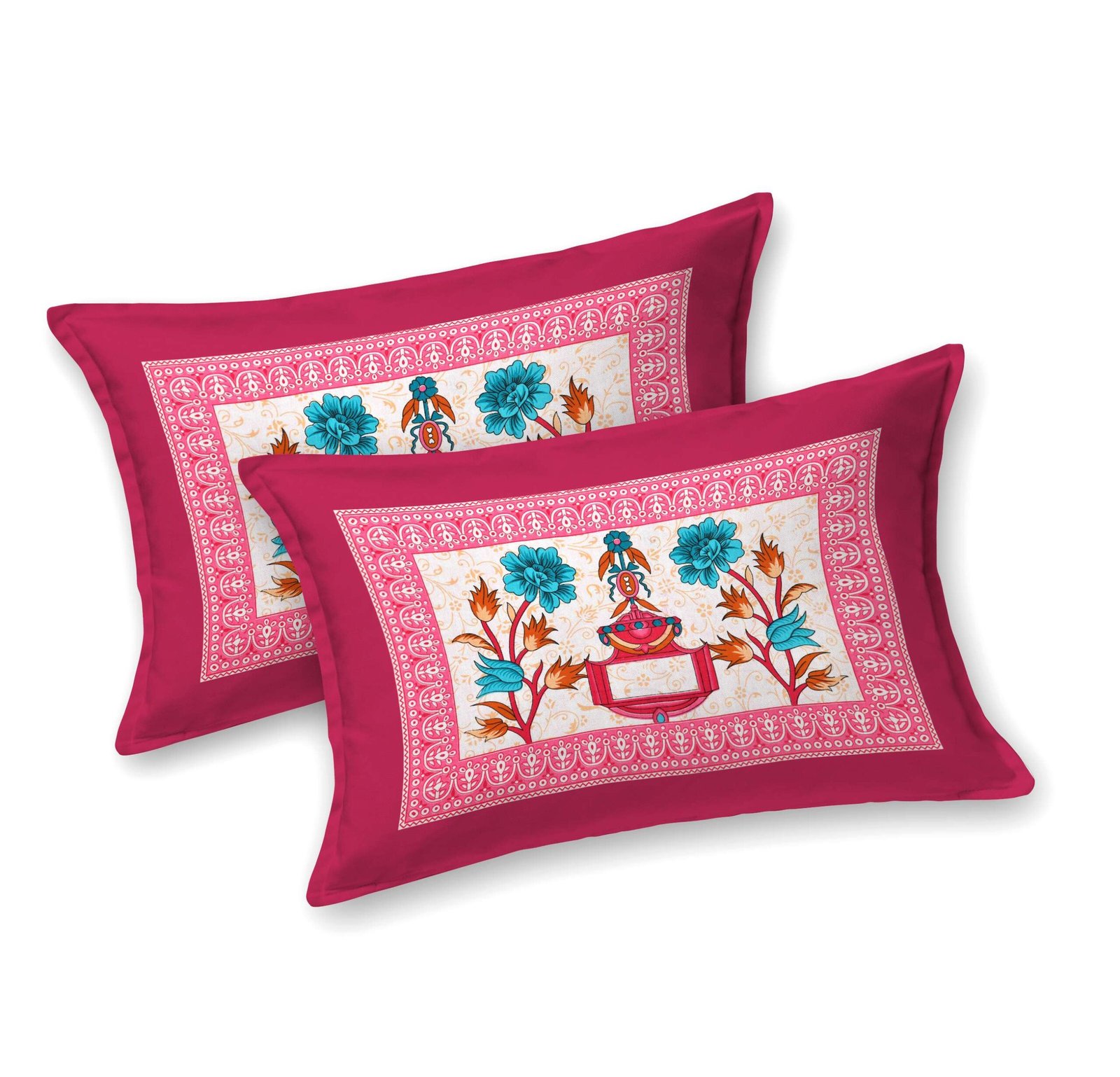 Rajasthani Traditionally Printed Cotton Doublebed Bedsheet With Pack of 2 Pillow Covers - Image 2